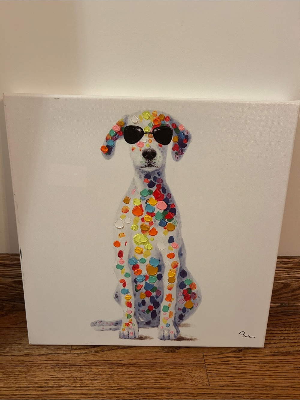Super cute Colorful Dalmatian Dog Wall Art Canvas - Multicolor - 16“ x 16“